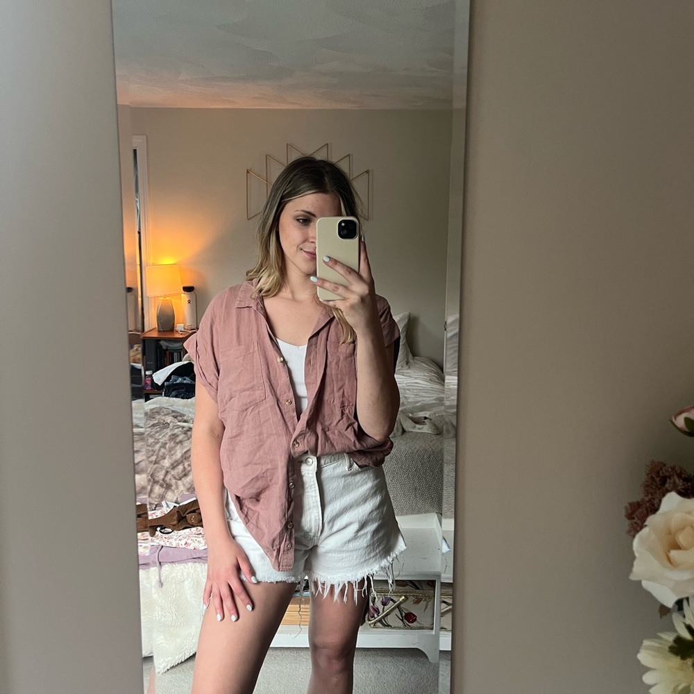 Linen Blend Button Up